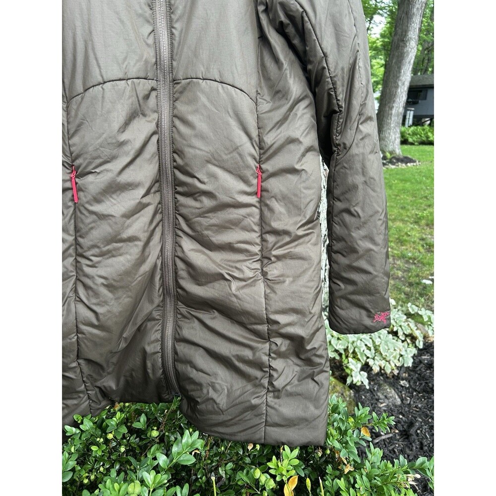 Women's Arcteryx Mota Long Coat Size Small Jacket Hooded Dark Green Outdoor - Picture 4 of 8
